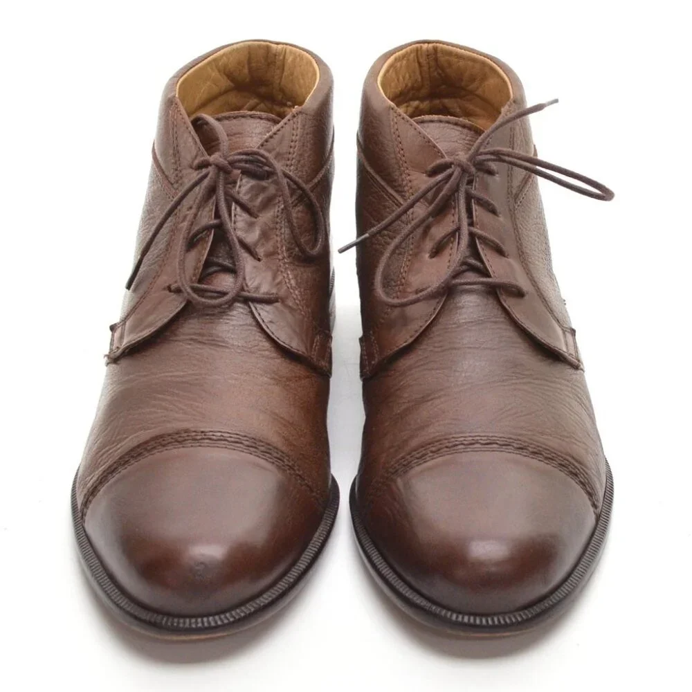 Men Cable & Co. Brown Cap Toe Lace Up Ankle Boots 9.5 D